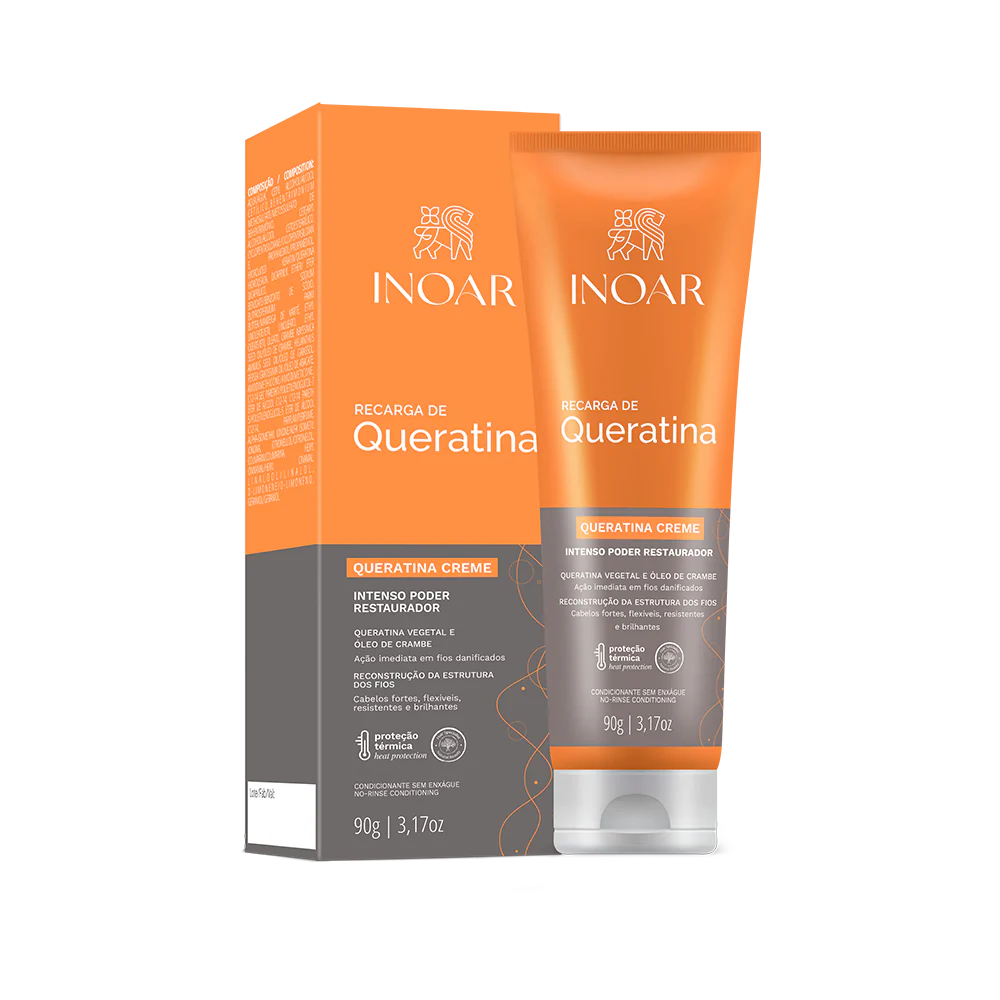 

Крем для волос с кератином queratina creme keratin recharge Inoar, 90 мл