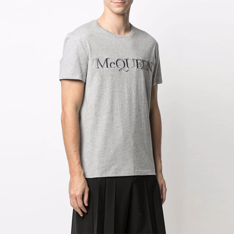 Футболка мужская серая Alexander McQueen — фото 4