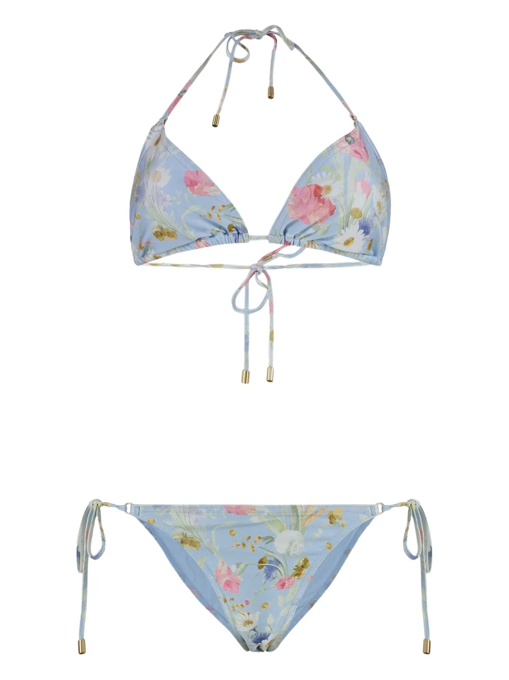 

Бикини с треугольными чашками и цветочным принтом ZIMMERMANN, синий