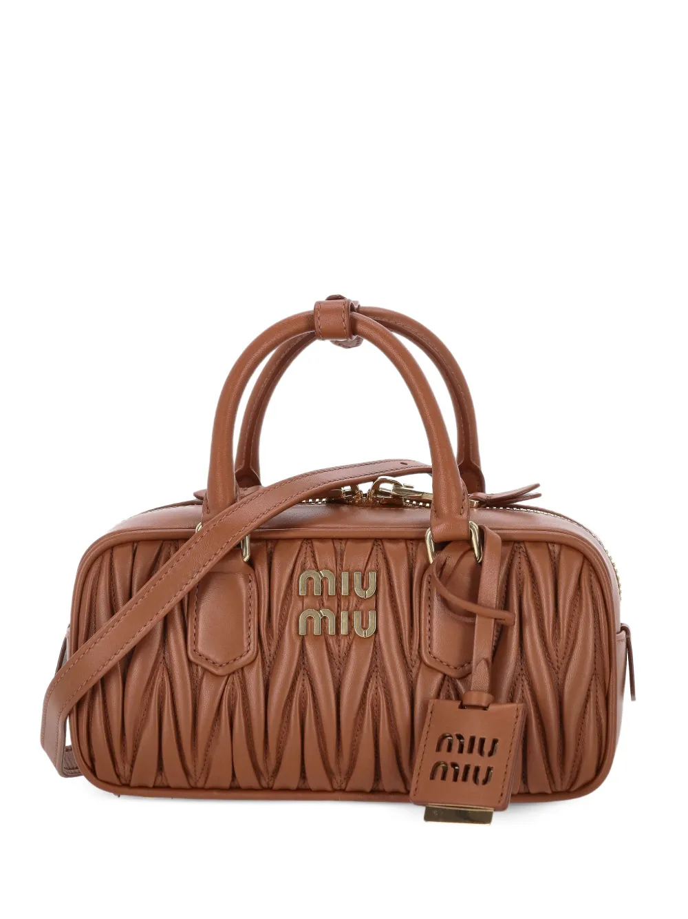 

Стеганая сумка-тоут с верхней ручкой MIU MIU, коричневый