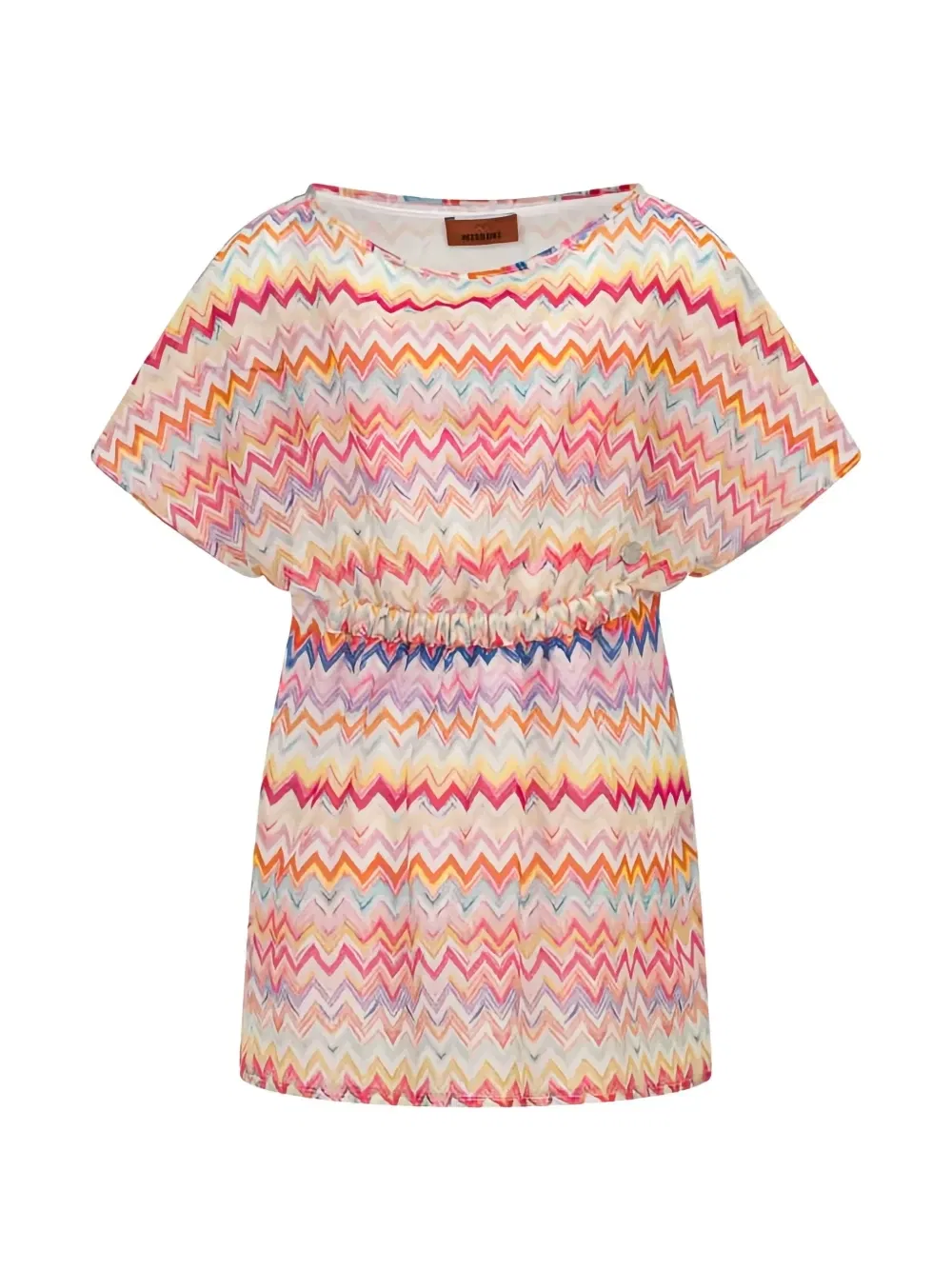 Платье с зигзагообразным принтом и эластичной талией Missoni Kids, бежевый
