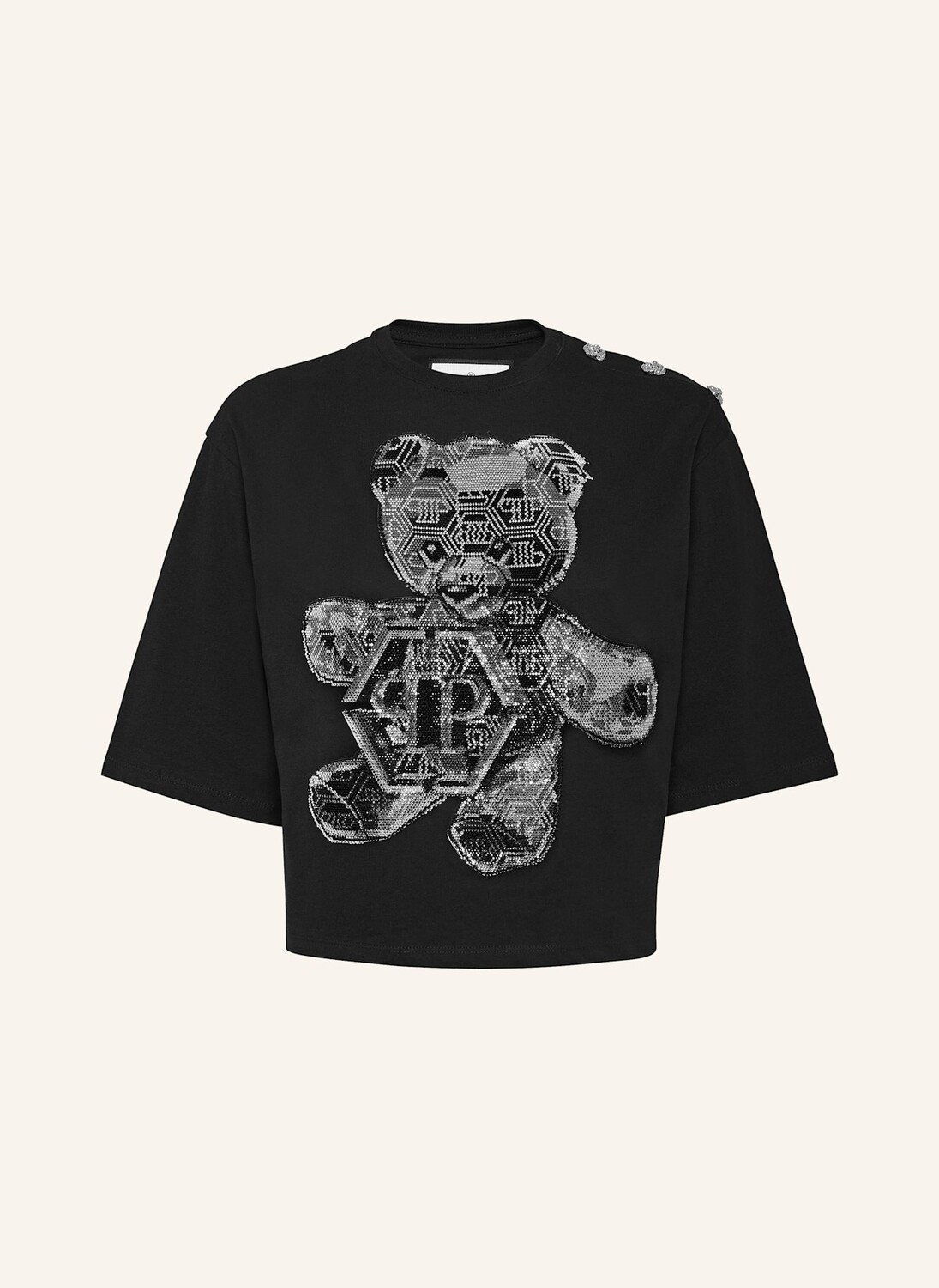 

Футболка с плюшевым мишкой из драгоценных камней Philipp Plein, черный