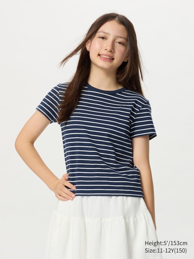 

Футболка полосатая в рубчик Uniqlo, цвет 69 синий