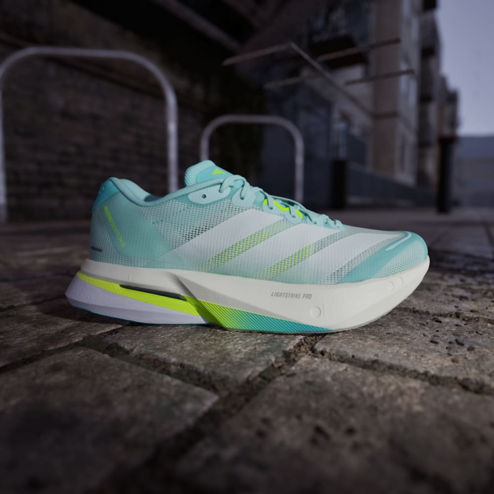 Кроссовки Adidas Adizero Boston 13 Shoes, цвет Semi Flash Aqua/Zero Metalic/Lucid Lemon — фото 2