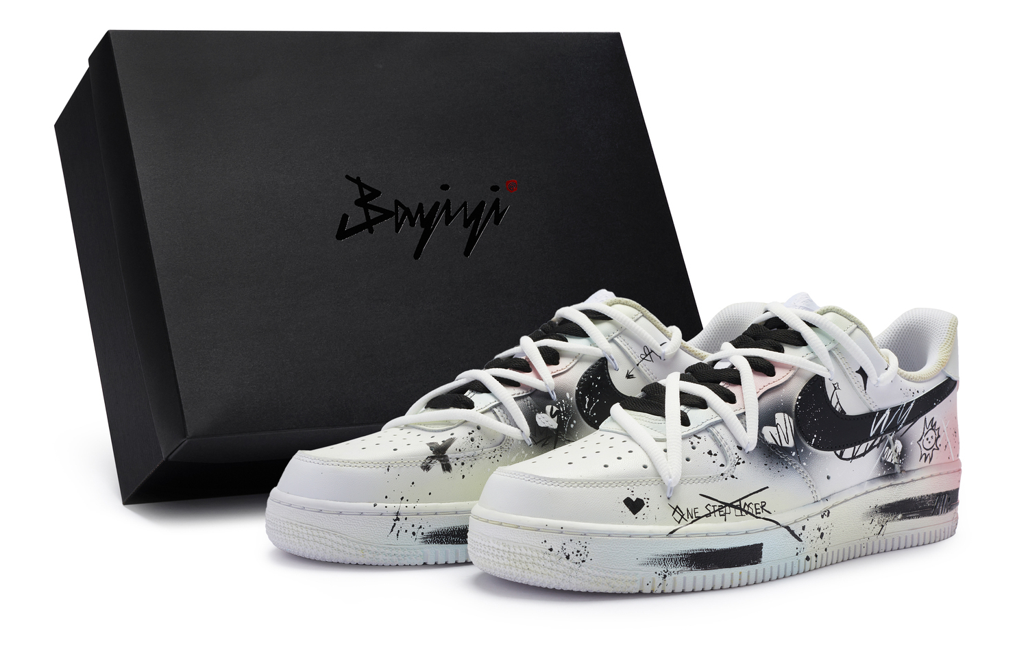 

Кроссовки Nike Air Force 1 Low Top мужские бело-черно-розовые, цвет White Black Pink