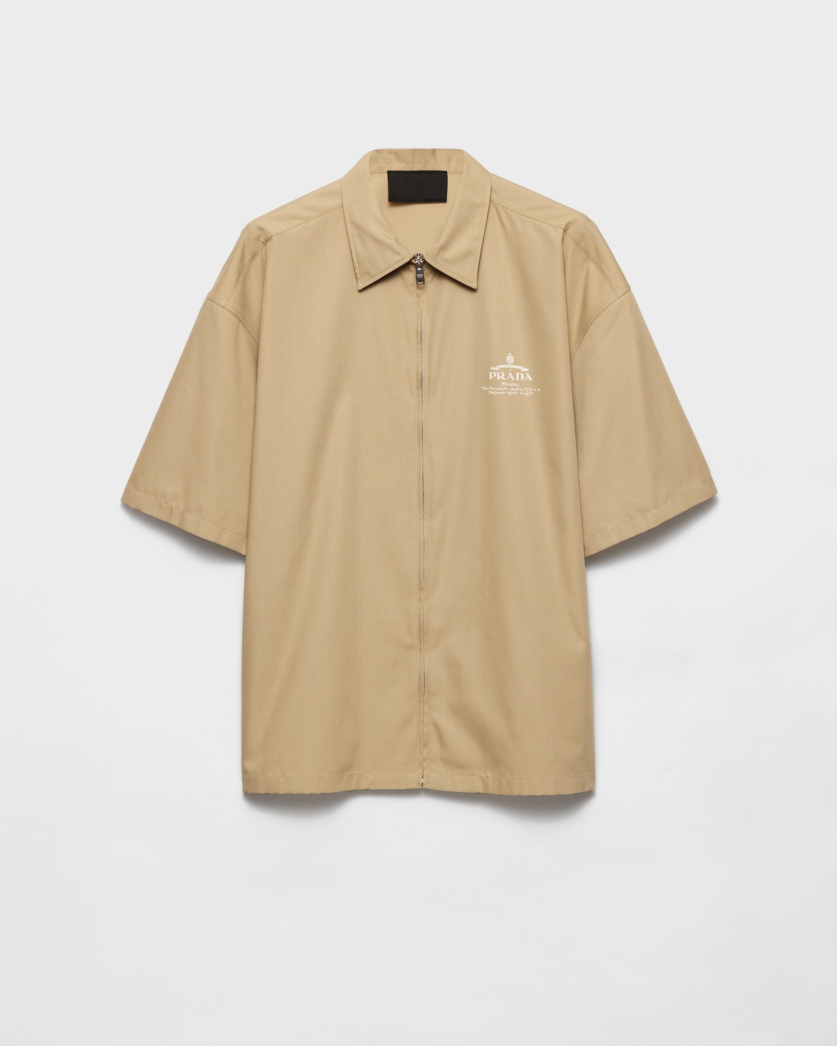 

Рубашка из технического хлопка с короткими рукавами Prada, бежевый