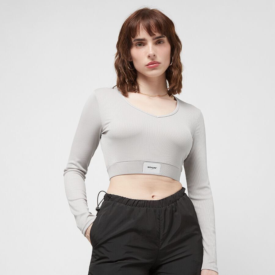 

Лонгслив Longsleeve V-Neck Crop Top Sixth June, цвет grau