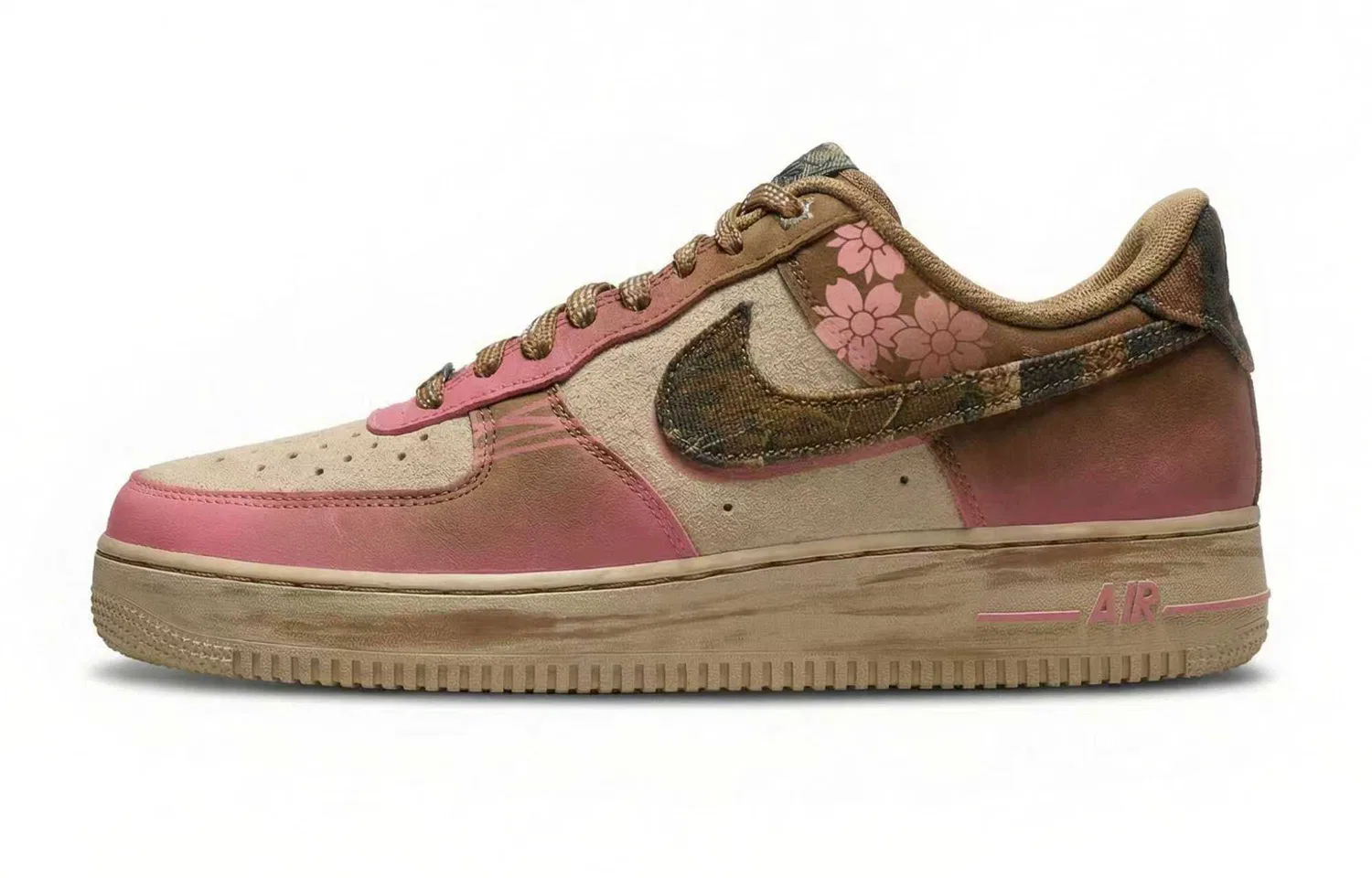 Кроссовки скейтбордические Nike Air Force 1 Rego Hot Dog розово-коричневые