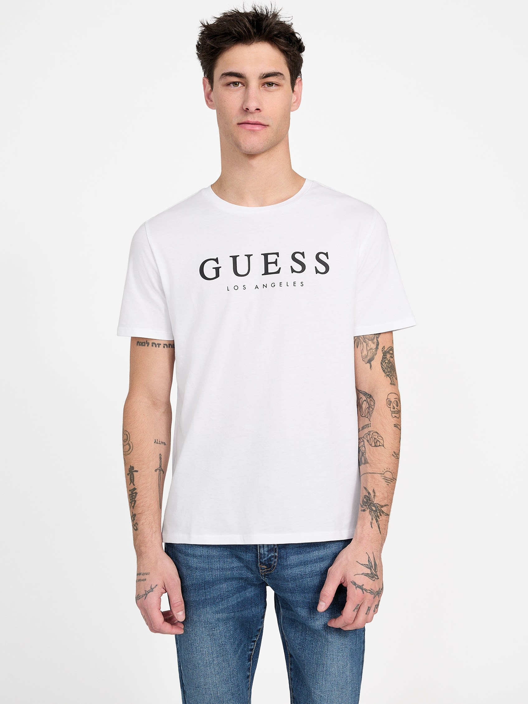 

Футболка с логотипом Eco Leo Guess Factory, цвет pure white