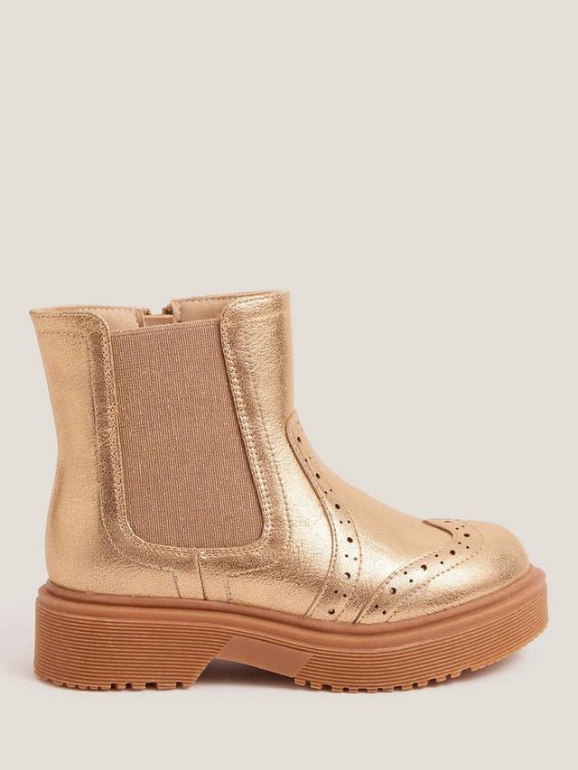 

Детские металлизированные челси на липучке Monsoon, Gold