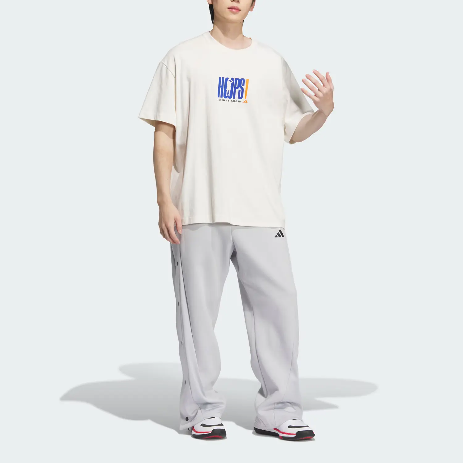 Adidas Футболка с баскетбольным принтом мужская Pink White — фото 3