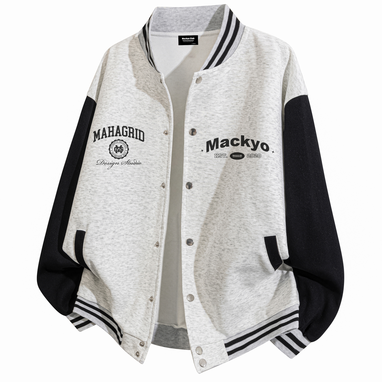 

Бейсбольная куртка SOORCHCE Unisex Mackyo, белый heather серый fleece-lined upgraded