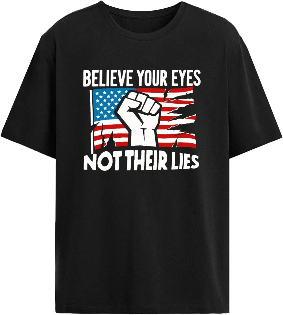 Футболка с принтом Believe Your Eyes Not Their Lies для мужчин Generic, черный