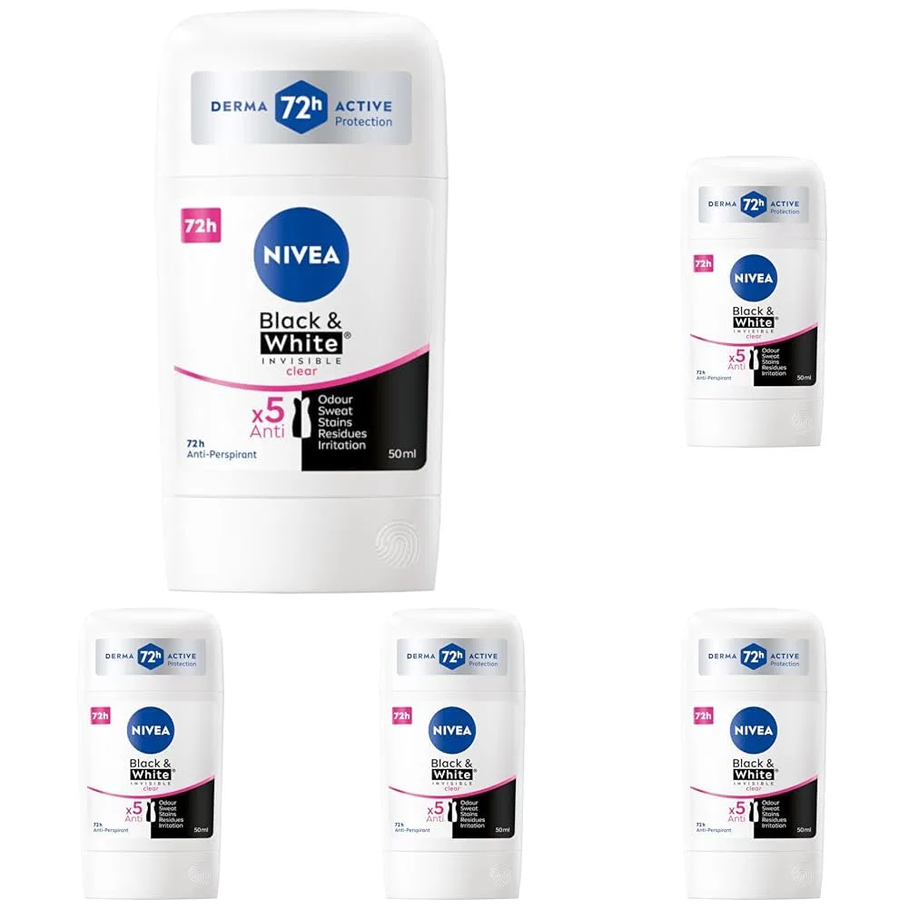 Женский антиперспирант «Black&White Invisible Clear» от NIVEA, 50 мл (5 шт.) Nivea