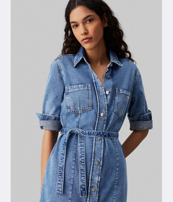 

Джинсовое платье с поясом Calvin Klein Jeans, синий