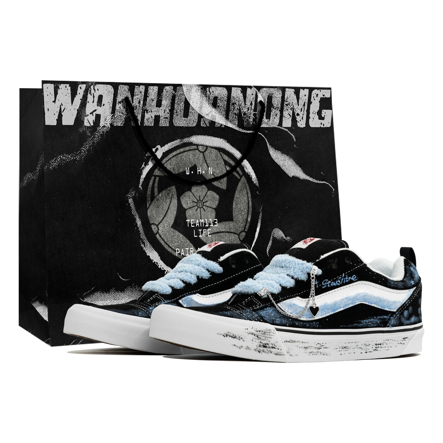 

Knu Skool Wan Hua Nong, Starry Sky Sparkling, сумка для покупок из ткани, устойчивой к истиранию, легкая и дышащая Vans, черный синий белый