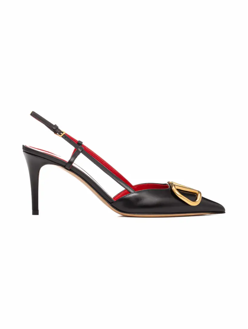 

Кожаные слингбэки V-logo Valentino Garavani, черный