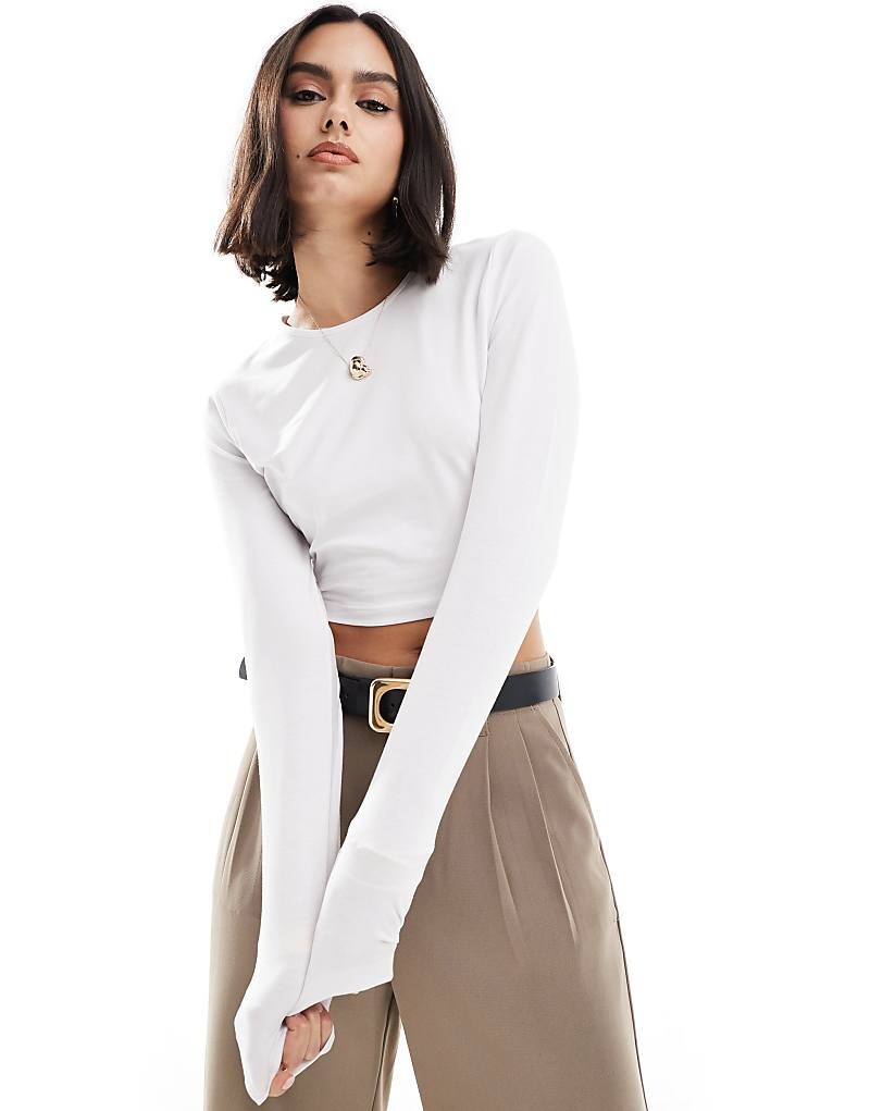 

Threadbare 2013 Белая короткая футболка с длинными рукавами