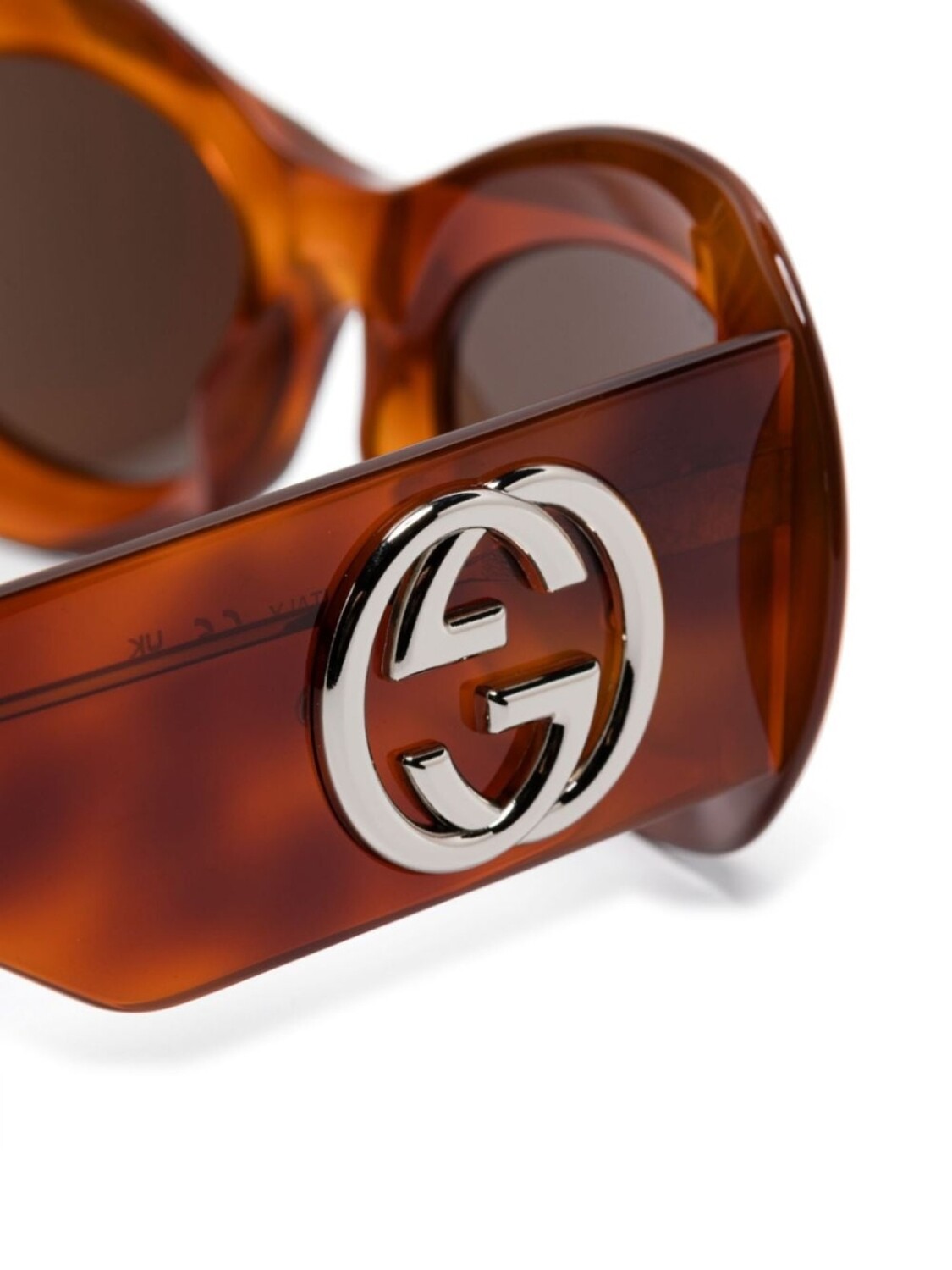 Солнцезащитные очки Gucci Eyewear в овальной оправе, коричневый — фото 3