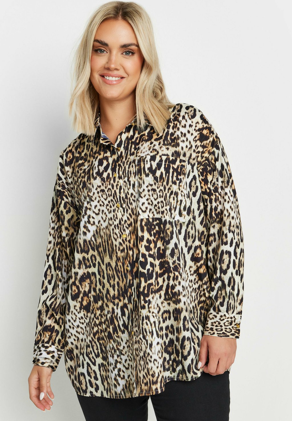 

Блузка на пуговицах LEOPARD Yours Clothing, коричневый