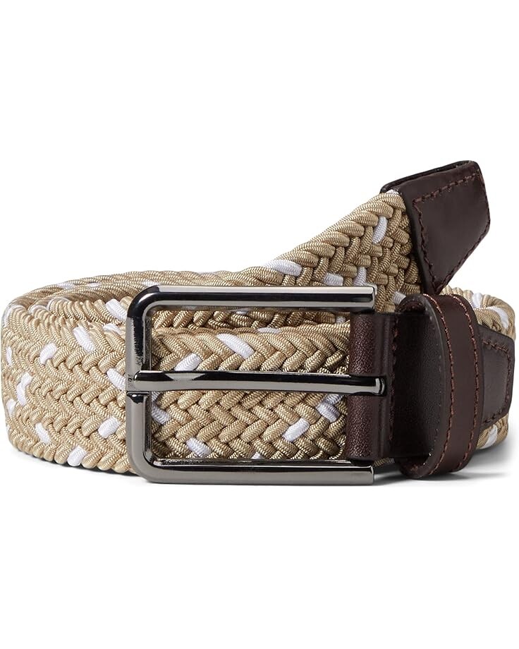 

Ремень Johnston & Murphy Woven Stretch Knit Belt, цвет Khaki/White
