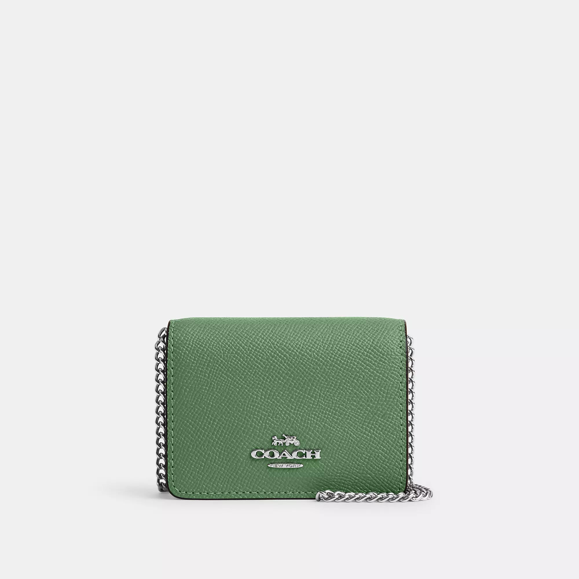 

Мини-кошелек Coach Outlet на цепочке, цвет silver/soft green