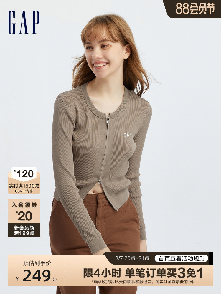 

Кардиган женский Gap на молнии, черный