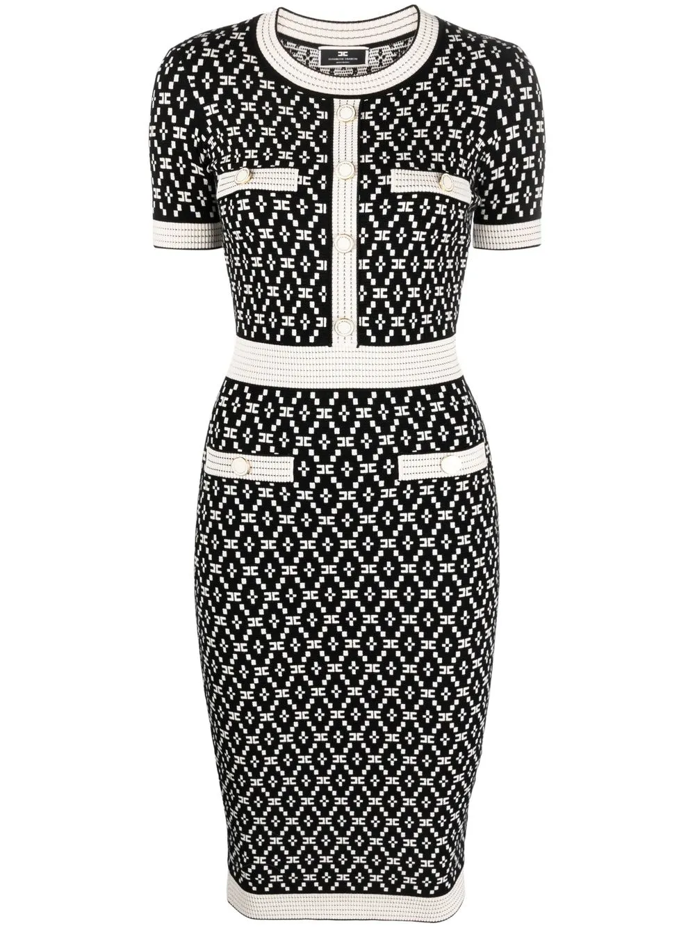 

Трикотажное платье с монограммой Elisabetta Franchi, черный