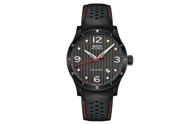 

MIDO Часы Automatic Mechanical Movement Men's Watch 42mm Black Dial Stainless Steel PVD Coating Watch Case Leather Strap, Black