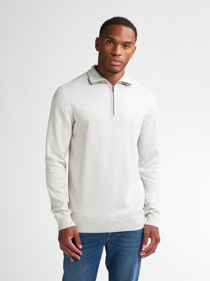 

Вязаный свитер Lexington с застежкой-молнией на половину длины, белый цвет Petrol Industries