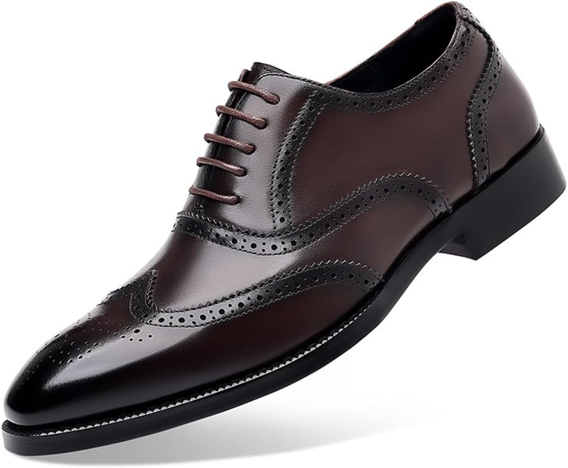 

Мужские классические туфли DANNLING, дышащие деловые туфли с эластичной резинкой, оксфорды, формальные туфли из натуральной кожи, свадебные туфли для жениха, коричневый