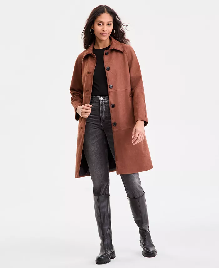 

Женская куртка из искусственной замши на пуговицах спереди BCBGMAXAZRIA, коричневый