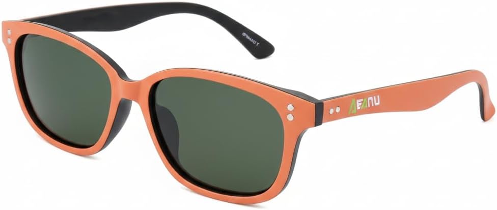 

Поляризованные солнцезащитные очки для подростков – линзы UV400 с цветным зеркальным покрытием, матовая круглая оправа, для маленьких лиц – для велоспорта и активного отдыха AEANU, Orange/Green Lens