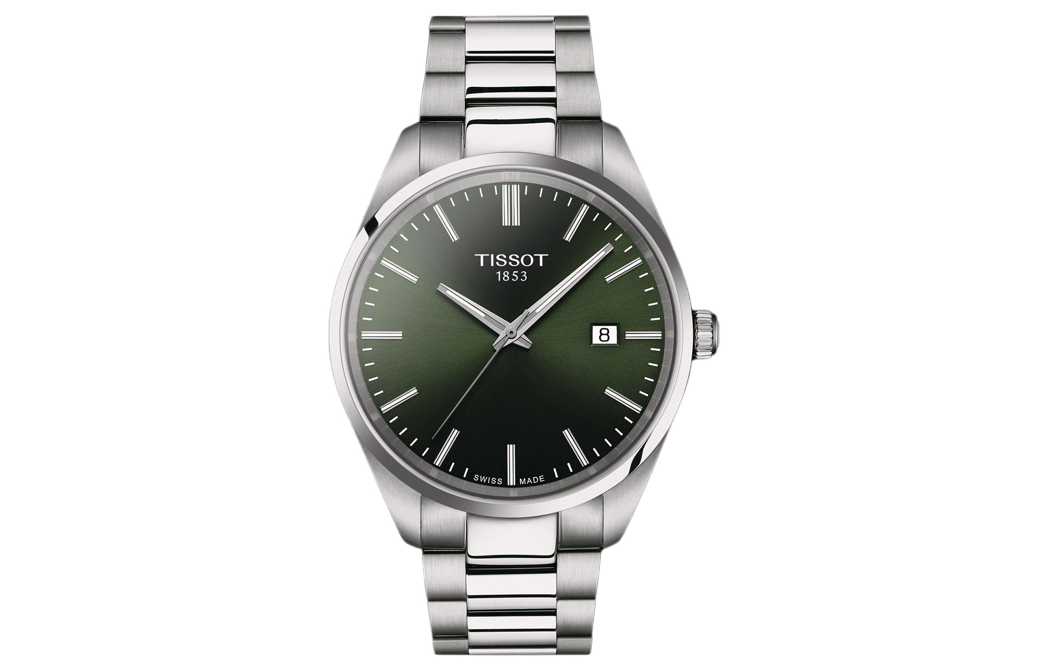 

TISSOT Часы PR100 Collection Quartz Movement Men's Watch Watch 40mm Green Dial Stainless Steel Case Stainless Steel Strap, Green Dial