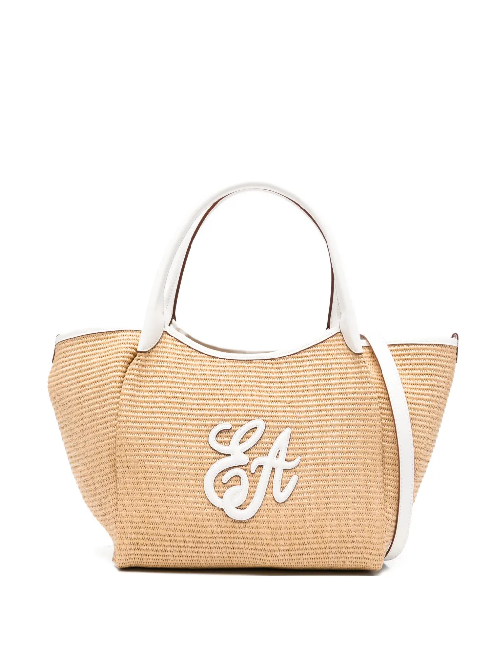 

Сумка-тоут среднего размера с плетеным дизайном Emporio Armani, бежевый