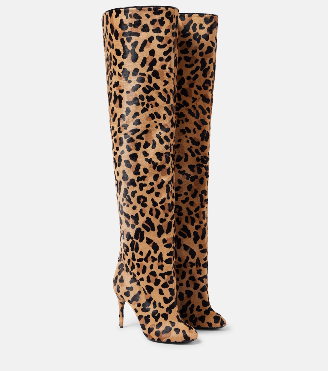 Сапоги выше колена из телячьей шерсти с декольте 90 см Alaïa, Brun Sepia