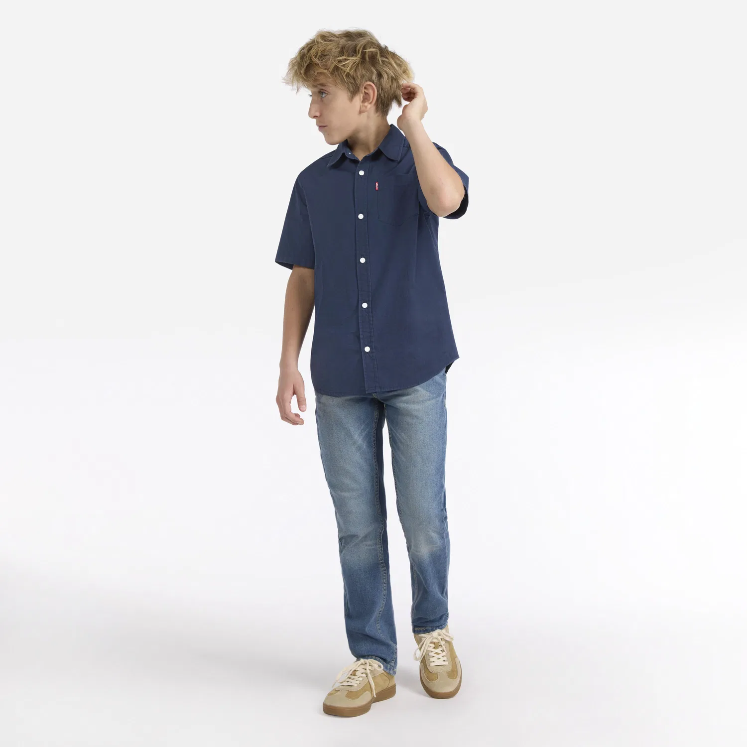 Тканая рубашка с коротким рукавом для мальчиков 8-20 лет Levi's, Blue — фото 4