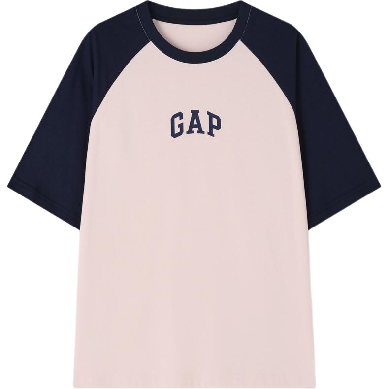Футболки унисекс с круглым вырезом, умеренно прямой крой GAP, белый & фиолетовый — фото 3
