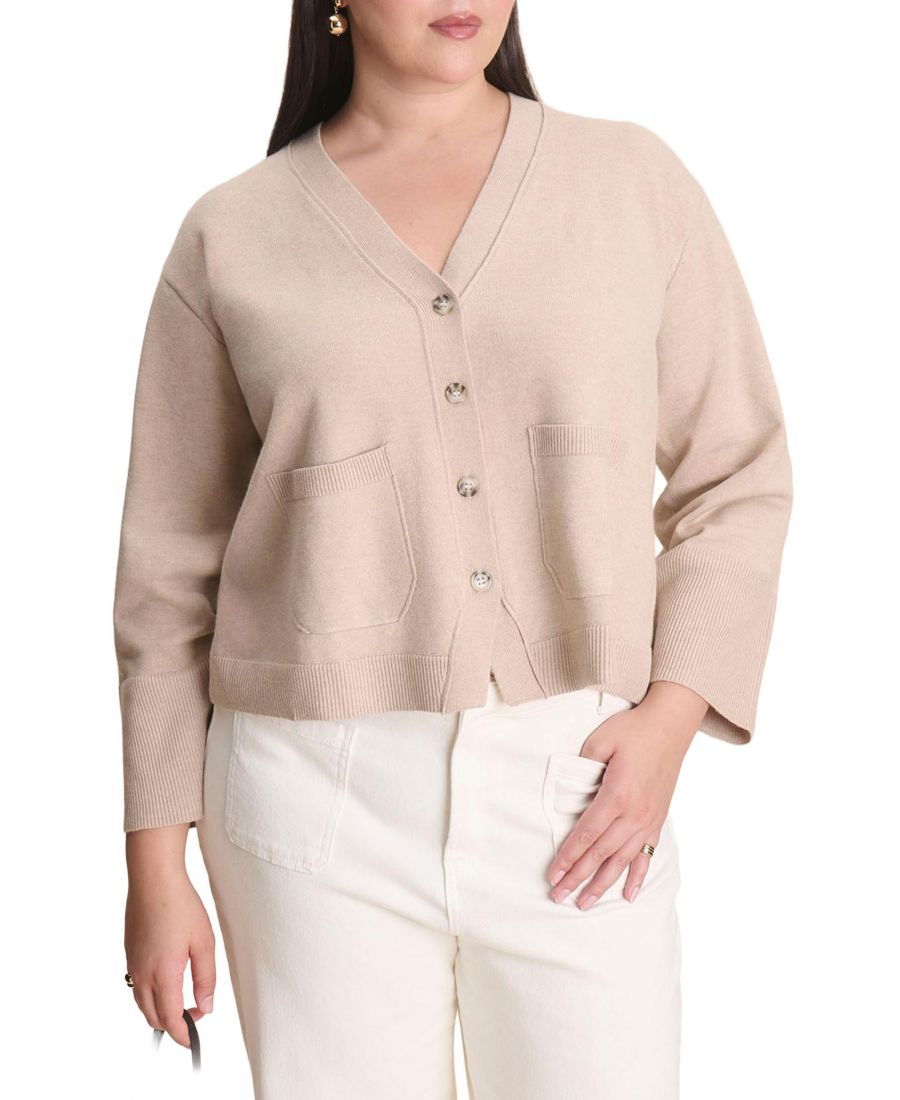 

Женский кардиган с широкими рукавами и карманами ELOQUII, Light tan