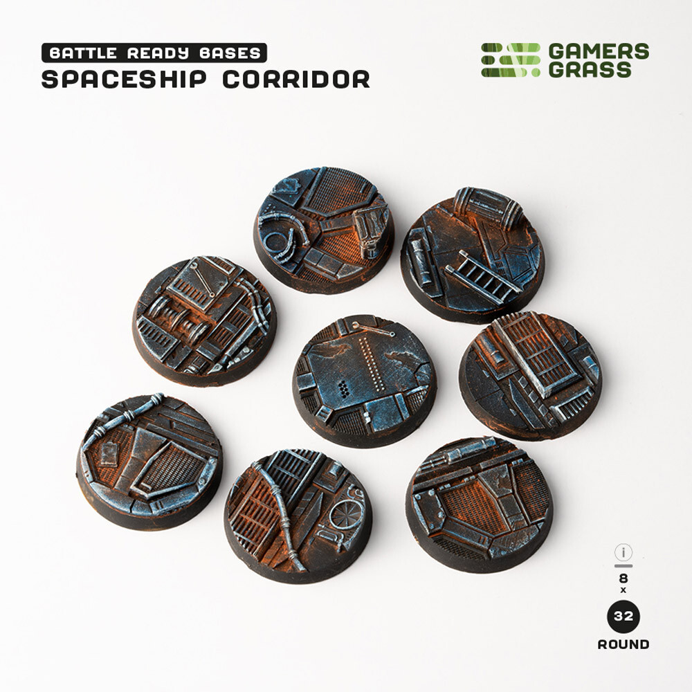 

Аксессуары Gamers Grass Battle Ready Bases: Spaceship Corridor - Round 32mm (8)
