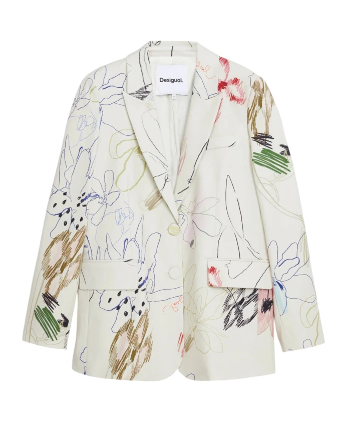 

Художественный пиджак с цветочным принтом Desigual, мультиколор