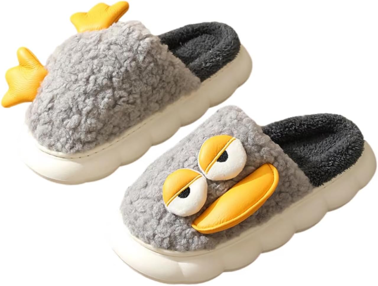

Женские пушистые тапочки с утенком и эффектом памяти Onlvye, серый