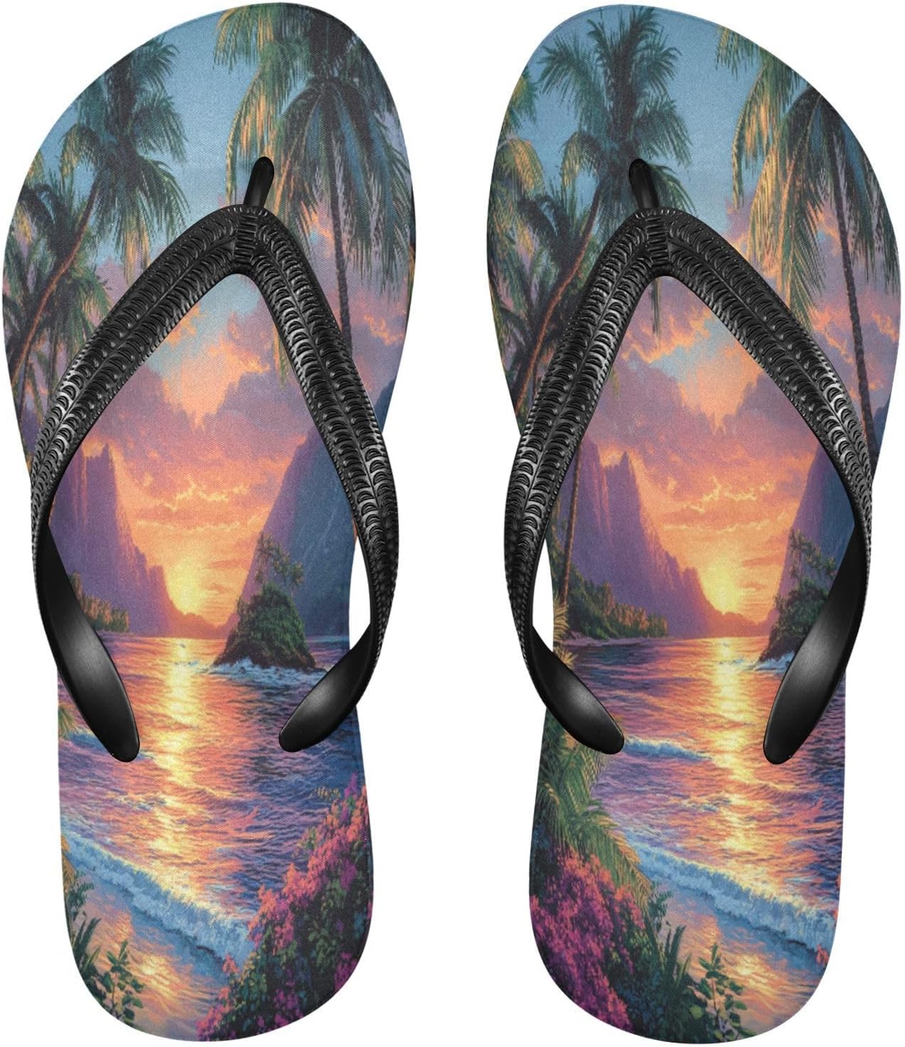 

Мужские и женские пляжные шлепанцы с ремешком между пальцев Island Sunset оранжевые, резиновые, с противоскользящей подошвой, летние тапочки для прогулок Sinestour