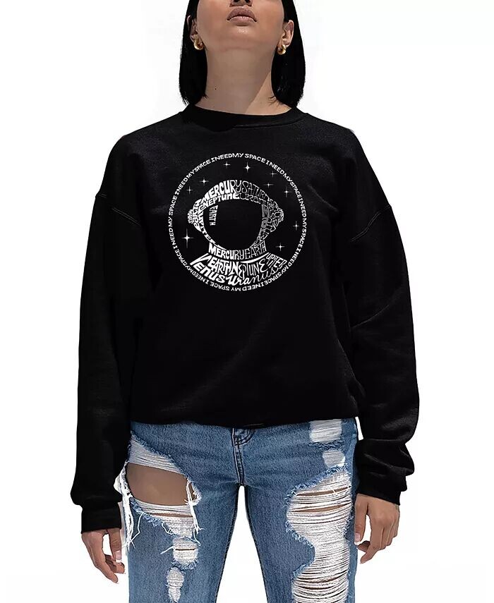 

Женская толстовка с круглым вырезом Word Art I Need My Space Astronaut LA Pop Art, черный