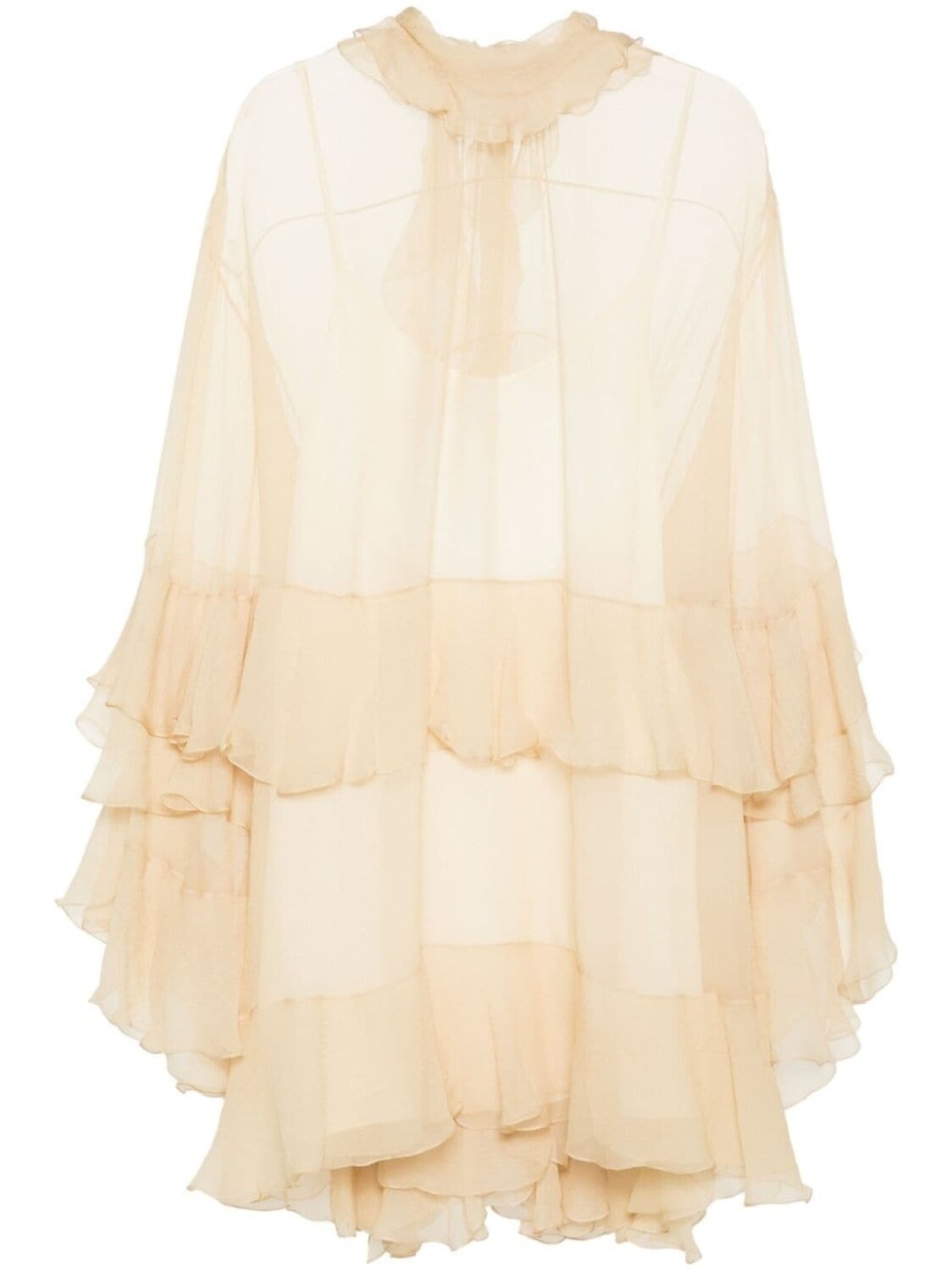 

Chloé платье мини с оборками, нейтральный цвет