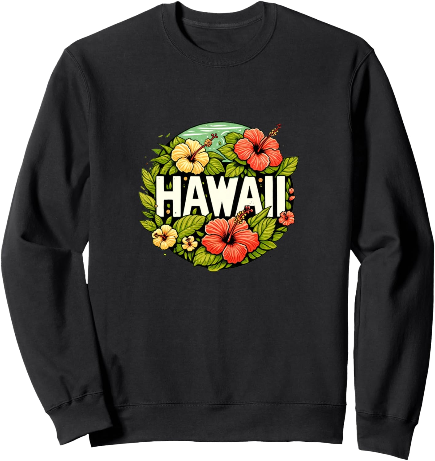 

Ретро-гавайская толстовка с изображением цветка гибискуса Retro Hawaiian Vacation Hawaii Bubb, черный
