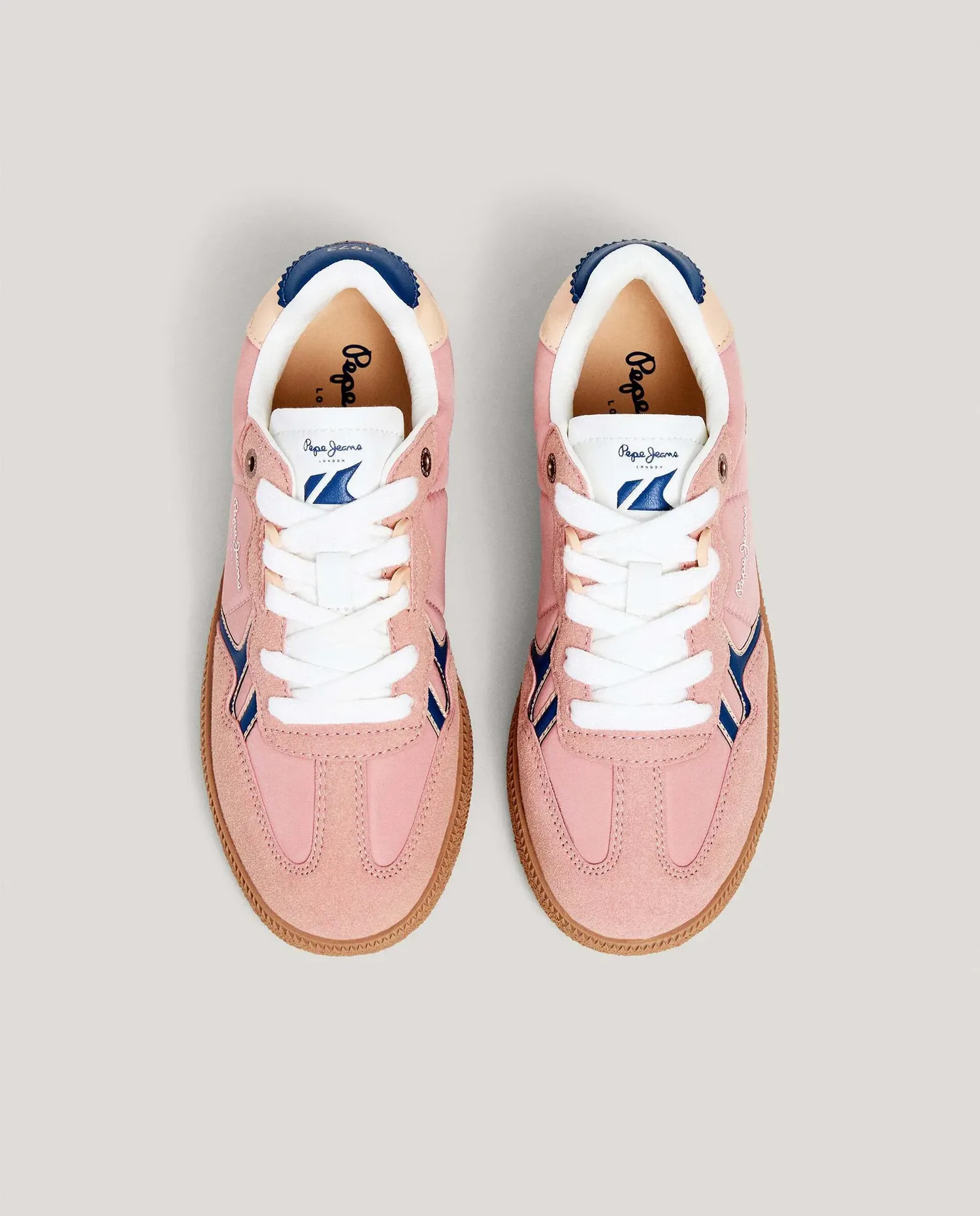 Детские кроссовки с эффектом замши и подошвой cupsole Pepe Jeans, розовый — фото 2