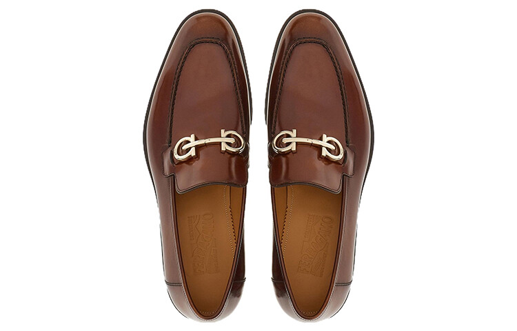 Кожаные мокасины с бляшкой Gancini Ferragamo — фото 3