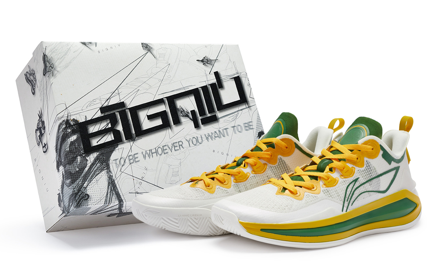 

LINING Лининг Лирен 3 V2 811 Производственный аромат утиного помёта специальная коробка низкие баскетбольные кроссовки унисекс белый зелёный жёлтый