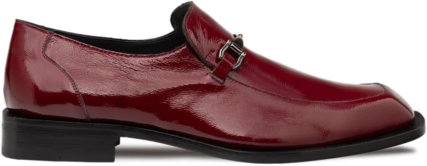 

Мокасины Mezlan Accola из фактурной кожи - мужские лакированные туфли ручной работы с декоративной пряжкой и модным каблуком - изготовлено в Испании, бордовый